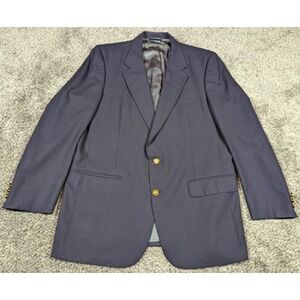 Vintage Burberrys Blazer Mens 44 Navy Blue Wool Gold‎ Button Sport Coat USA 90s